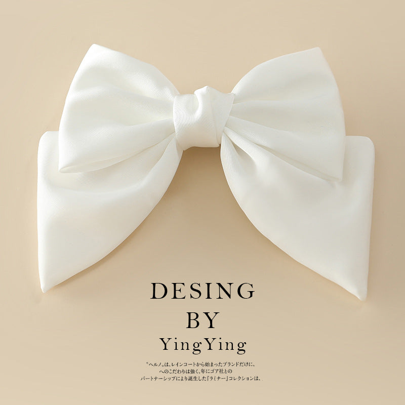 Satin Bow Hair Clip for Women white by HitMyNeed