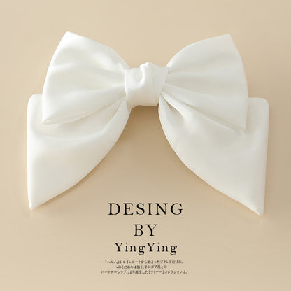 Satin Bow Hair Clip for Women white by HitMyNeed
