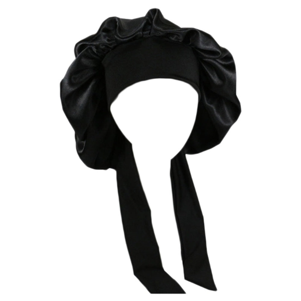 Satin Sleep Bonnet Night Cap for Women & Men a-black by HitMyNeed
