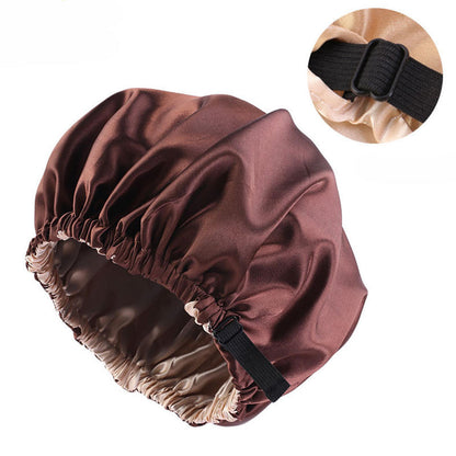 Satin Sleep Bonnet Night Cap for Women & Men b-brown by HitMyNeed