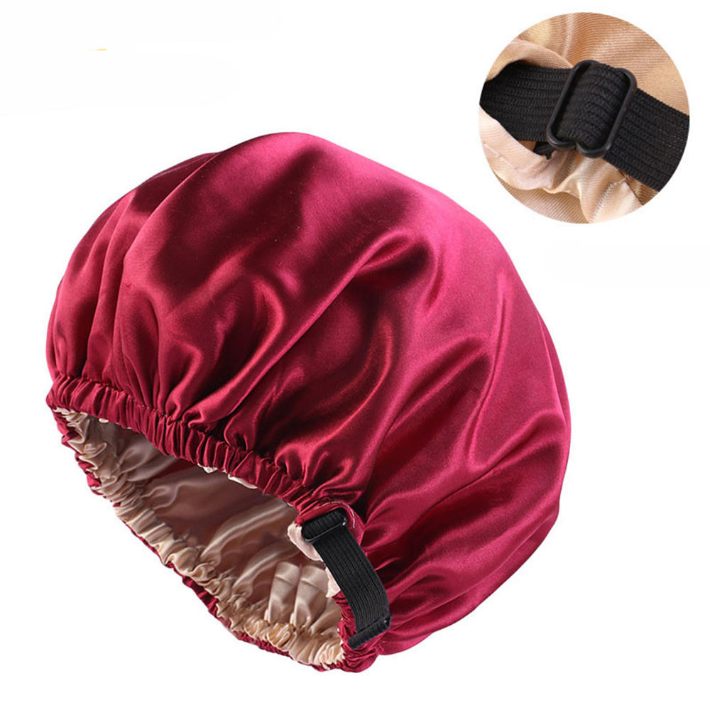 Satin Sleep Bonnet Night Cap for Women & Men b-wine-red by HitMyNeed