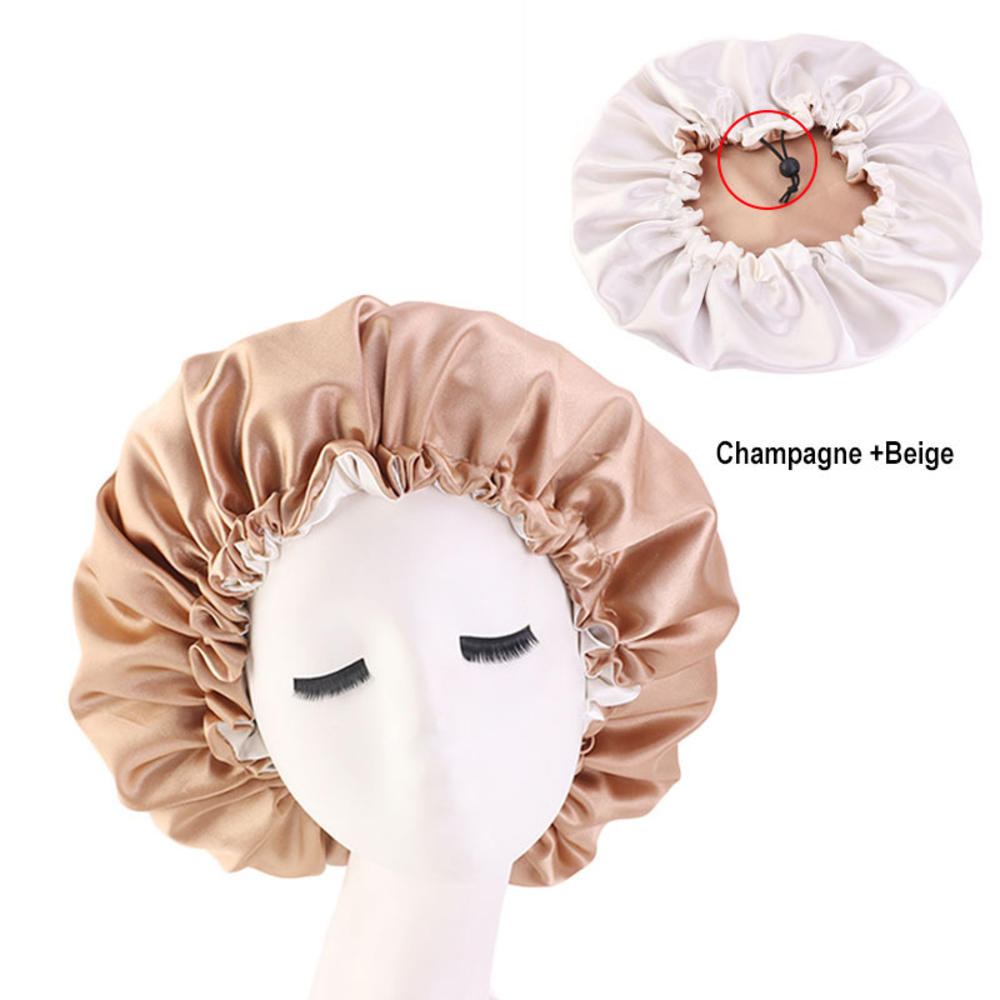 Satin Sleep Bonnet Night Cap for Women & Men c-khaki by HitMyNeed