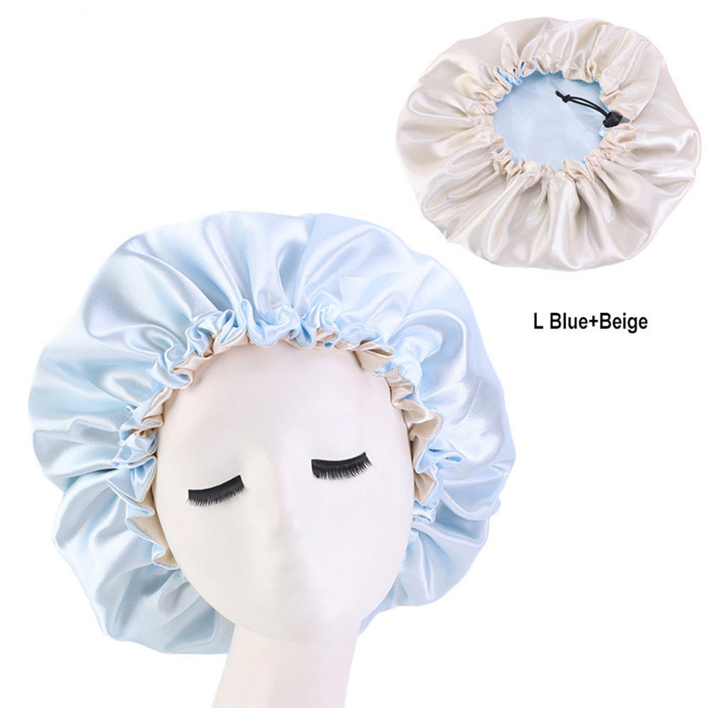 Satin Sleep Bonnet Night Cap for Women & Men c-light-blue by HitMyNeed