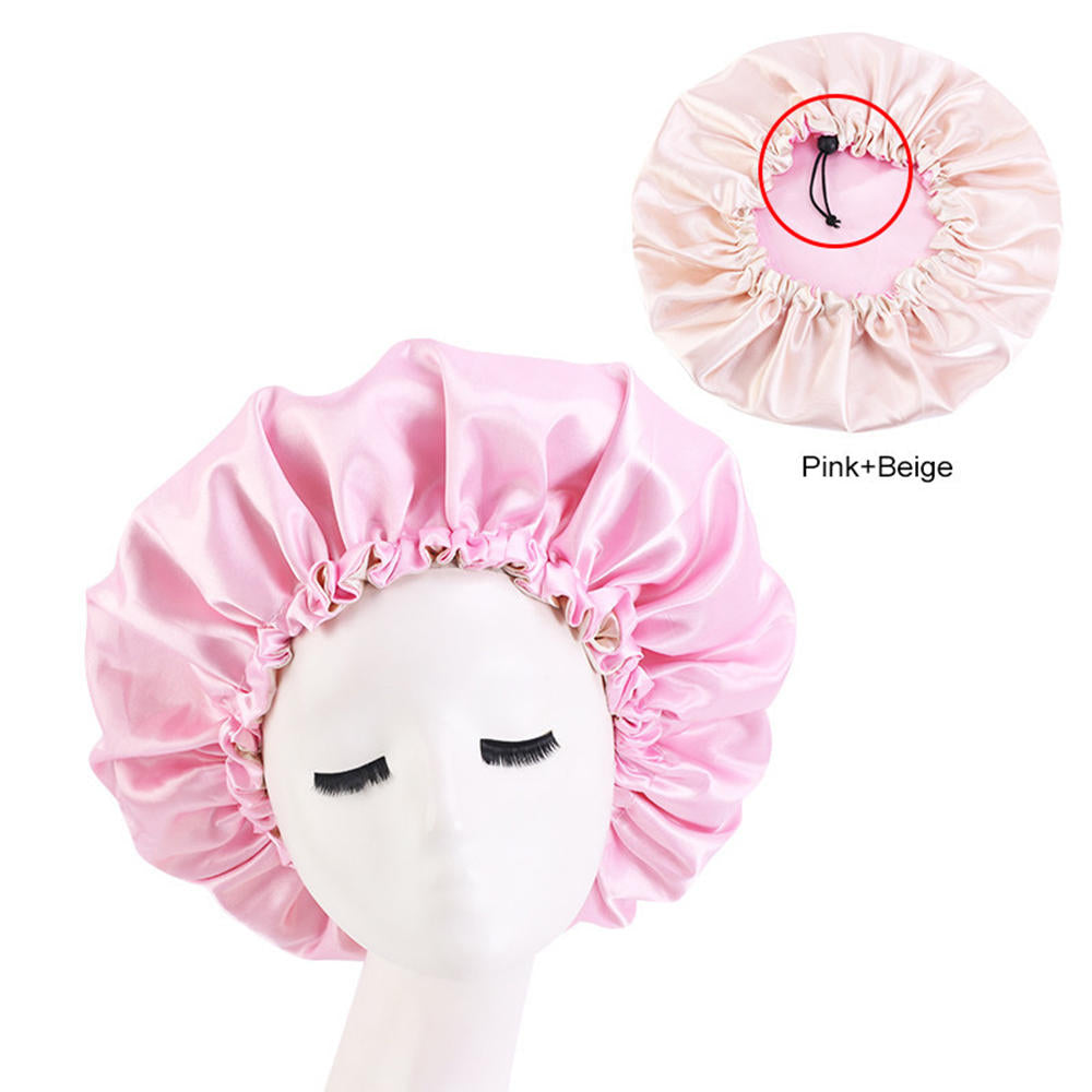 Satin Sleep Bonnet Night Cap for Women & Men c-pink by HitMyNeed