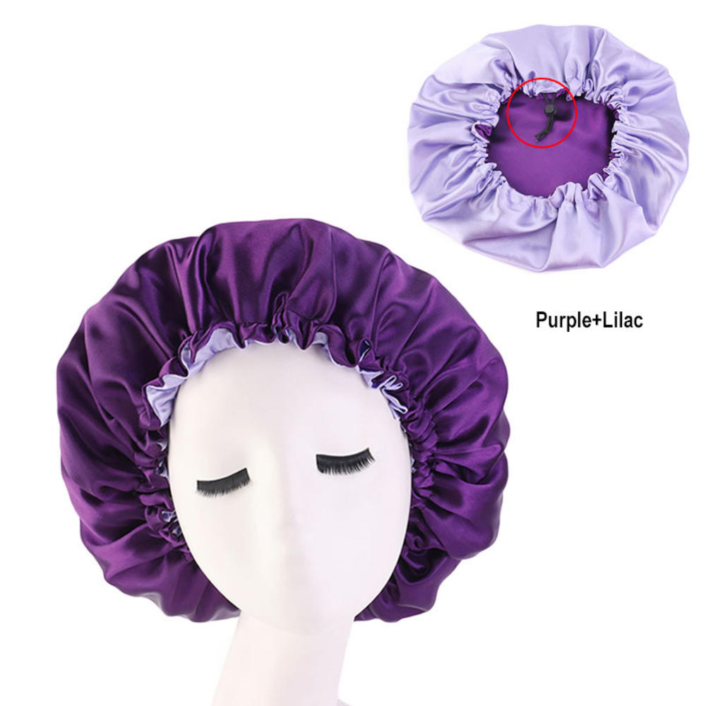 Satin Sleep Bonnet Night Cap for Women & Men c-purple by HitMyNeed
