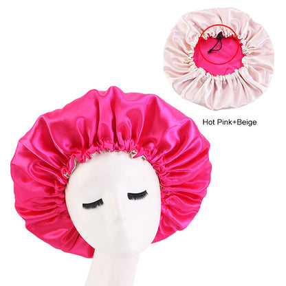 Satin Sleep Bonnet Night Cap for Women & Men c-rose-red by HitMyNeed