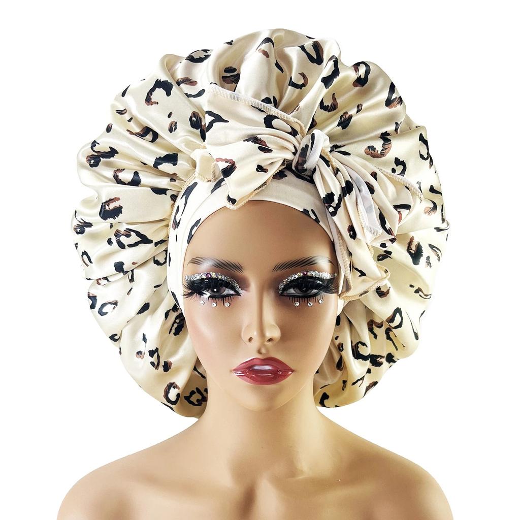 Satin Sleep Head Wrap with Long Ties beige by HitMyNeed