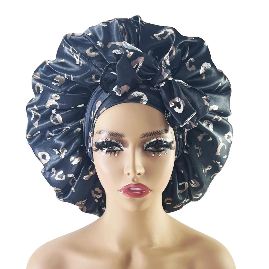 Satin Sleep Head Wrap with Long Ties black by HitMyNeed