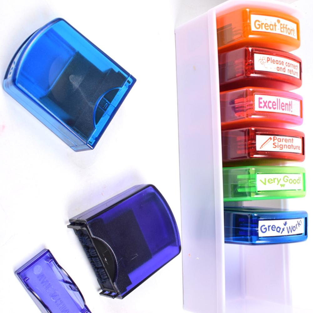 School Stamps Teacher Set, Self-Inking (8pcs) by HitMyNeed