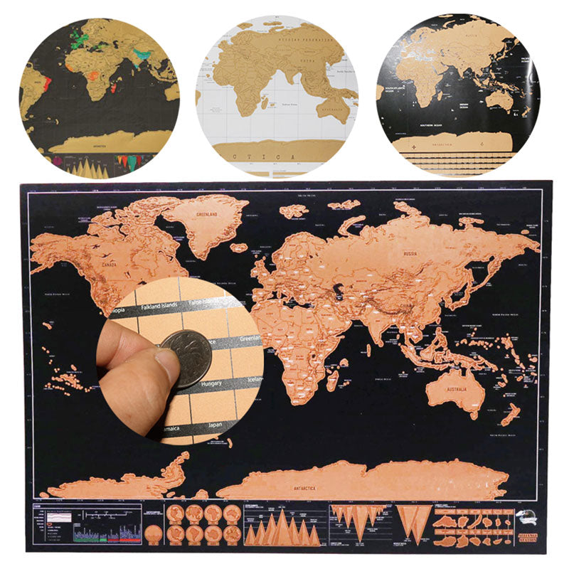 Scratch Off World Map Travel Poster 42 x 30 cm by HitMyNeed