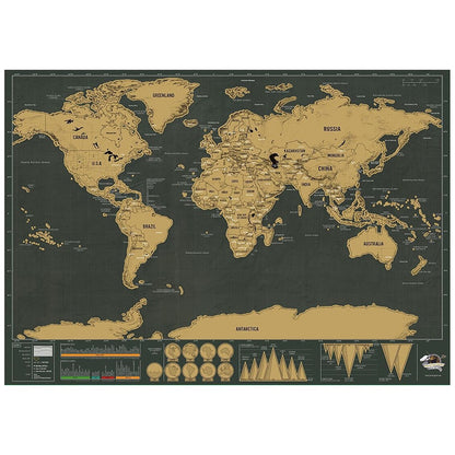 Scratch Off World Travel Map Wall Poster 42x30cm by HitMyNeed