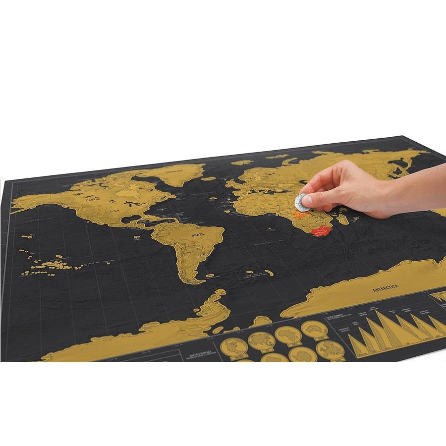 Scratch Off World Travel Map Wall Poster 42x30cm by HitMyNeed