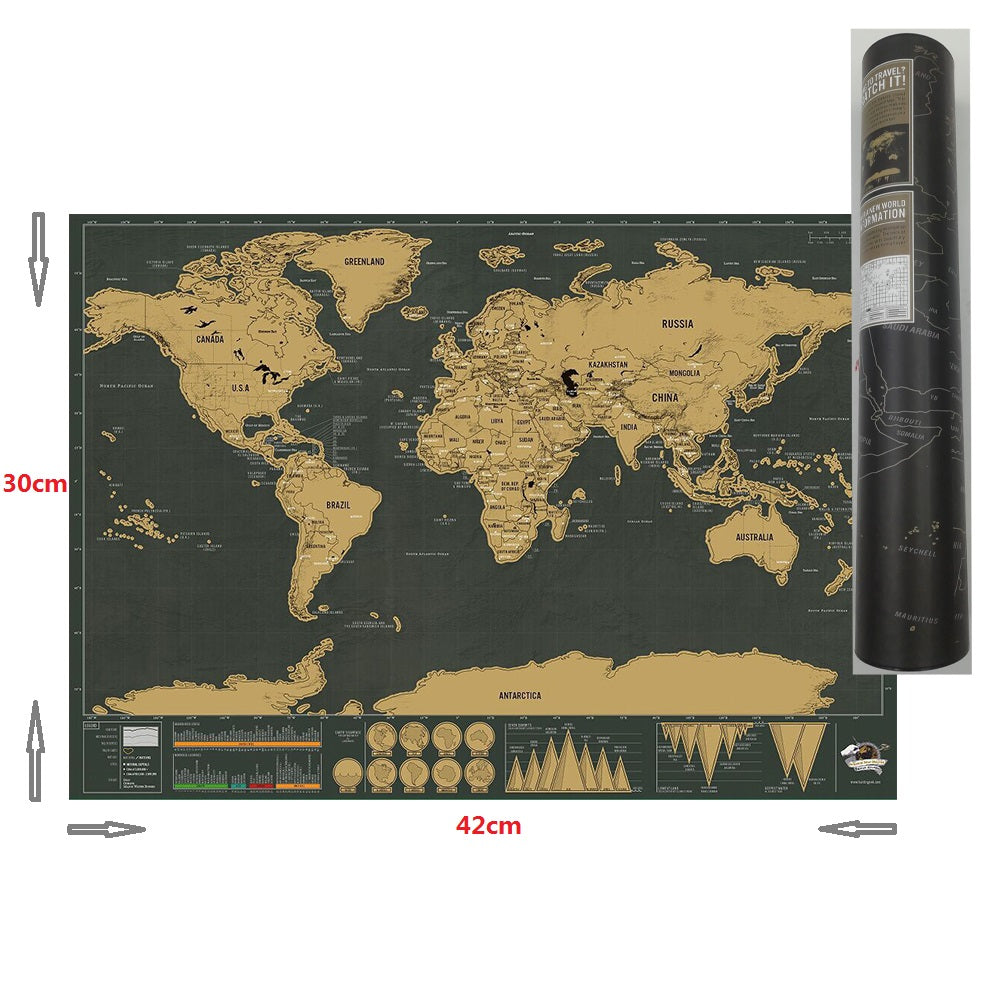 Scratch Off World Travel Map Wall Poster 42x30cm by HitMyNeed