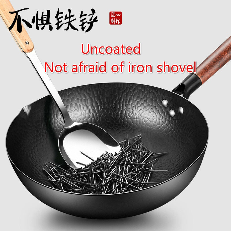 Scratch Resistant Cast Iron Wok Pan 32cm by HitMyNeed