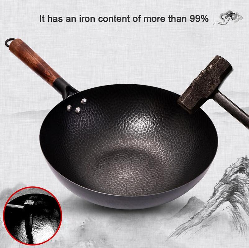 Scratch Resistant Cast Iron Wok Pan 32cm by HitMyNeed