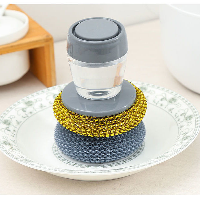 Scrub Brush with Built-In Soap Dispenser by HitMyNeed