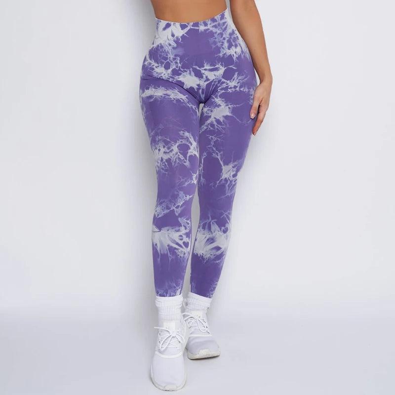 Seamless Tie Dye High Waist Workout Leggings 12 l by HitMyNeed