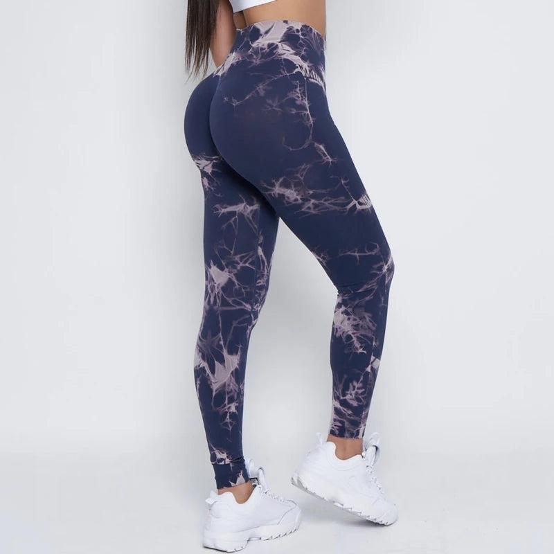 Seamless Tie Dye High Waist Workout Leggings 14 l by HitMyNeed