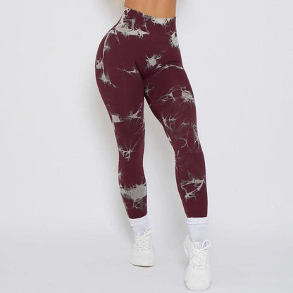 Seamless Tie Dye High Waist Workout Leggings 8 l by HitMyNeed