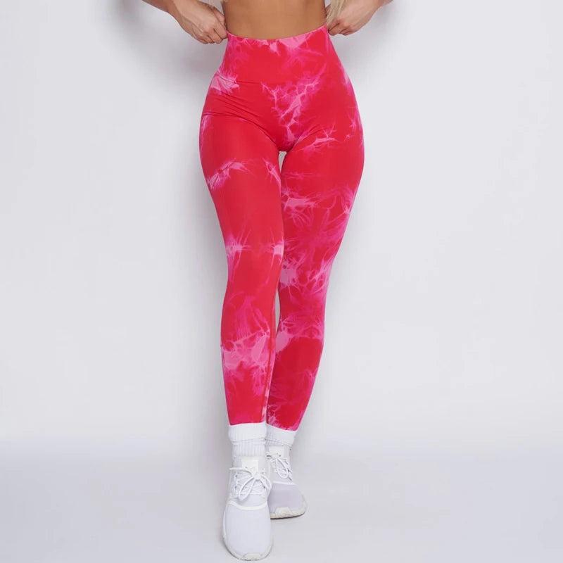 Seamless Tie Dye High Waist Workout Leggings 9 l by HitMyNeed