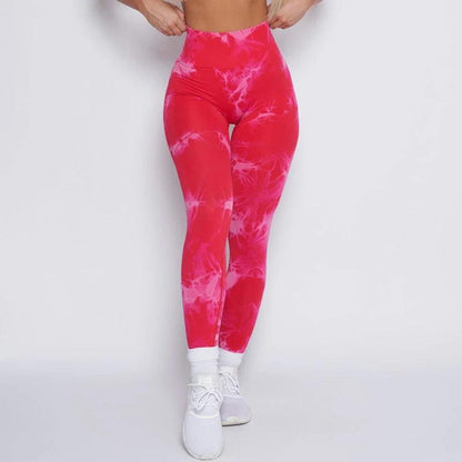 Seamless Tie Dye High Waist Workout Leggings 9 l by HitMyNeed