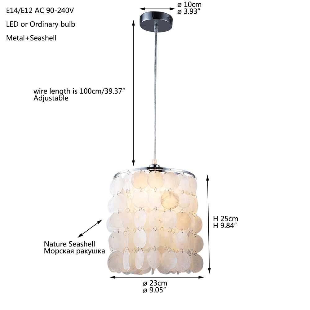 Seashell Pendant Lamp with Natural Shell Shade by HitMyNeed