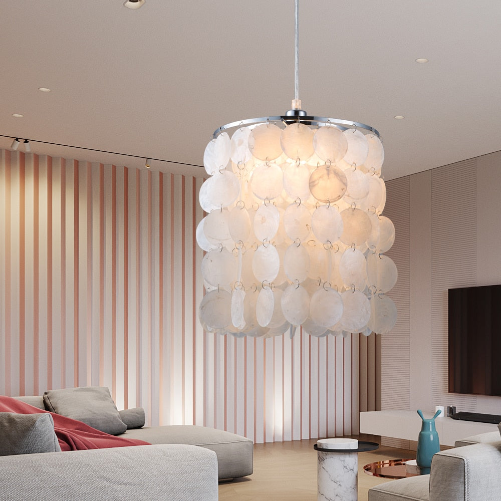 Seashell Pendant Lamp with Natural Shell Shade by HitMyNeed