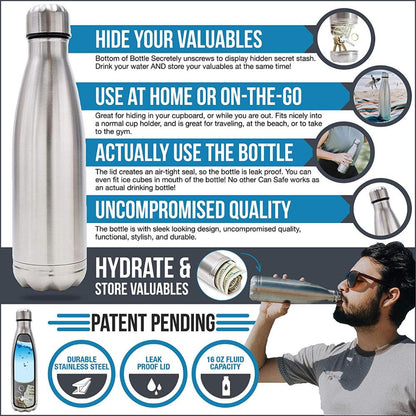 Secret Compartment Water Bottle Safe 16 oz by HitMyNeed