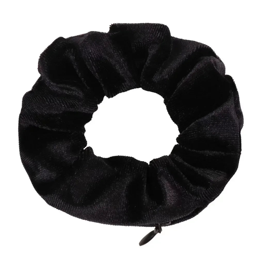 Secret Zipper Hair Scrunchie with Hidden Storage black by HitMyNeed