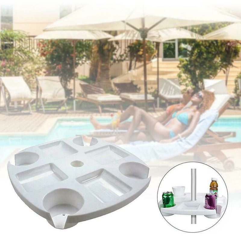 Sectioned Beach Umbrella Table Tray with Cup Holders by HitMyNeed