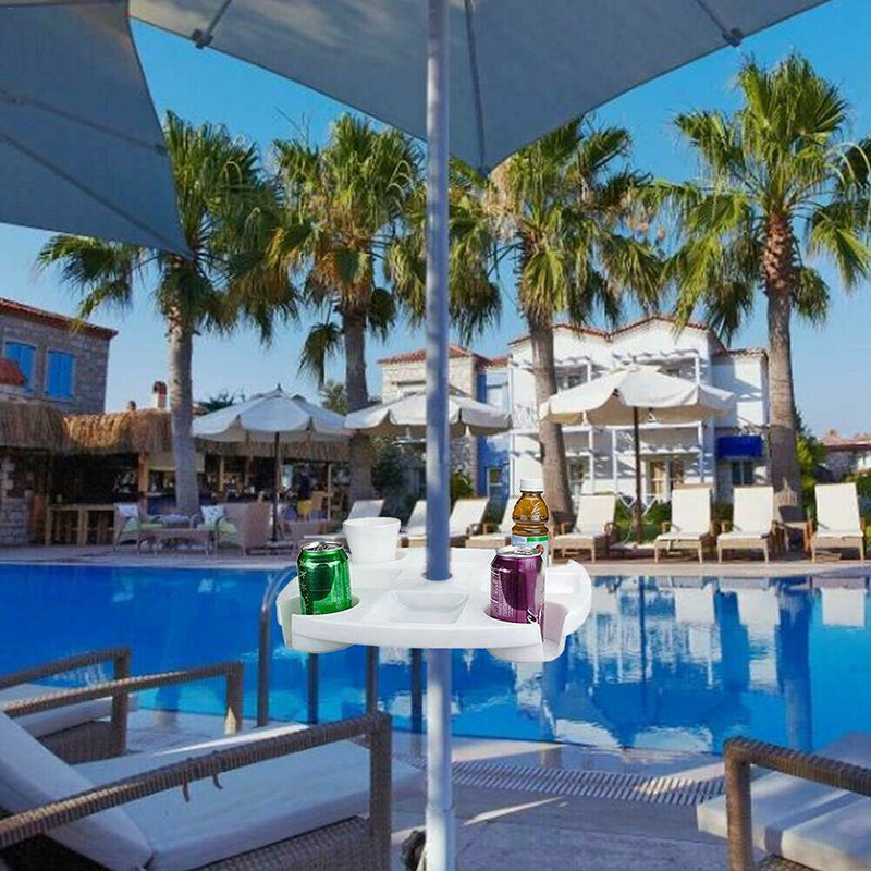 Sectioned Beach Umbrella Table Tray with Cup Holders by HitMyNeed