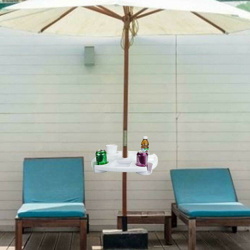Sectioned Beach Umbrella Table Tray with Cup Holders by HitMyNeed