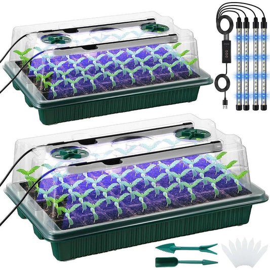 Seed Starter Trays with High Dome & LED Grow Lights by HitMyNeed