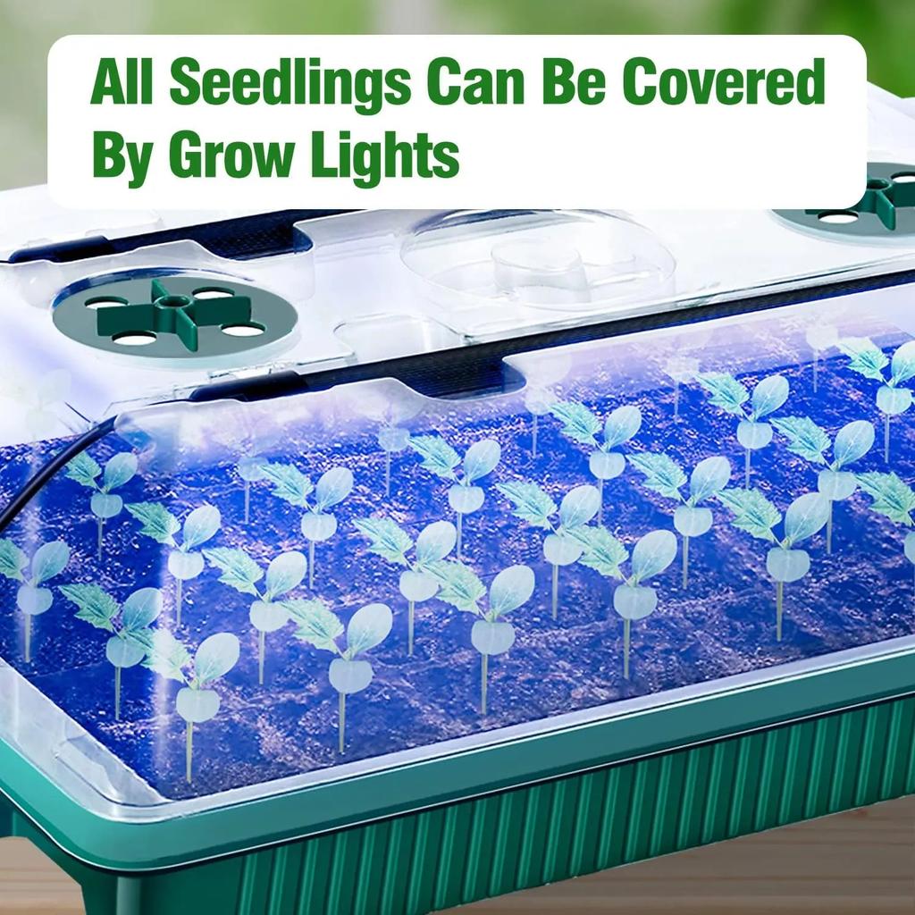 Seed Starter Trays with High Dome & LED Grow Lights by HitMyNeed