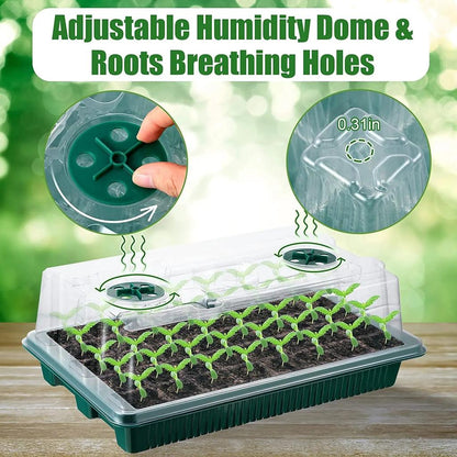 Seed Starter Trays with High Dome & LED Grow Lights by HitMyNeed