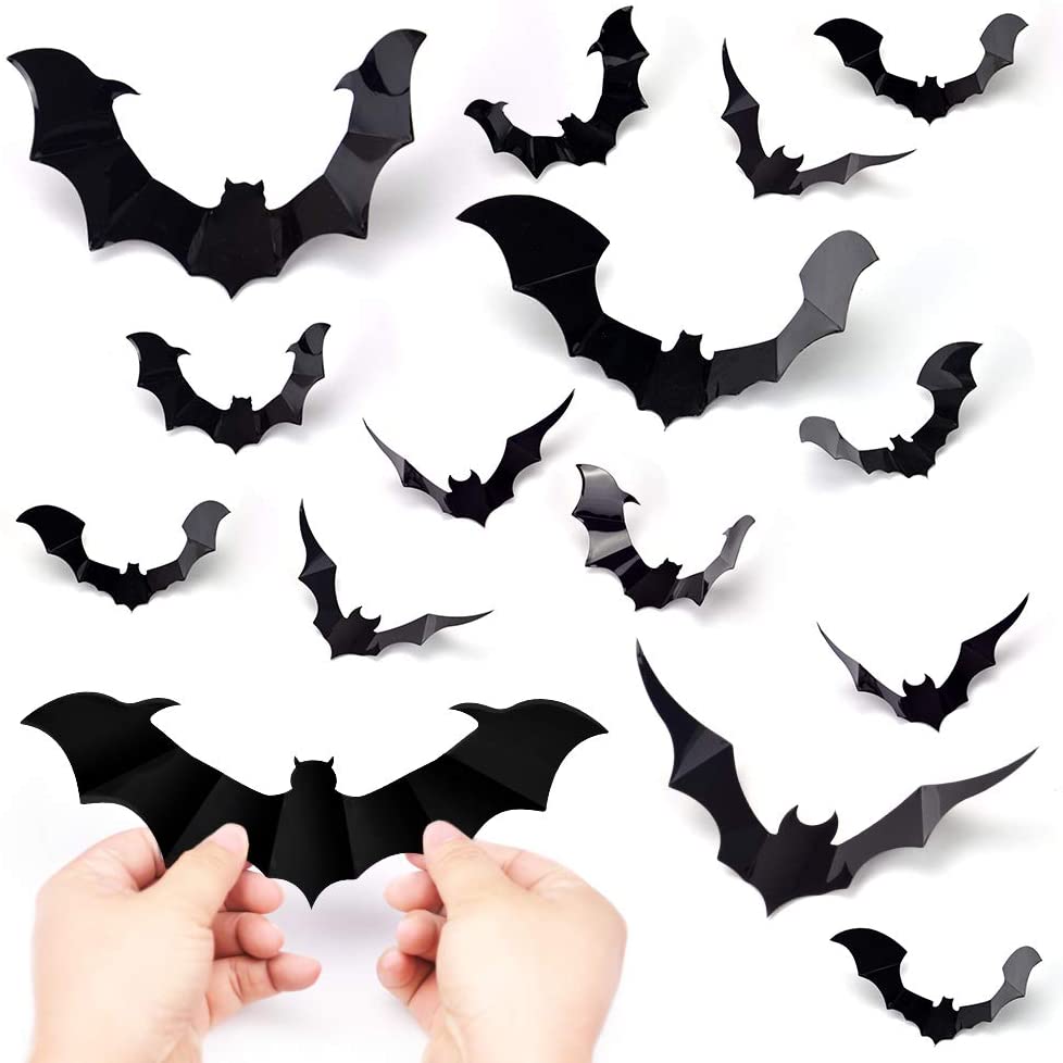 Self Adhesive 3D Bats Wall Decor Set (48 pcs) by HitMyNeed