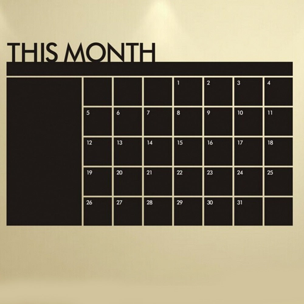 Self-Adhesive Black Chalkboard Wall Calendar by HitMyNeed