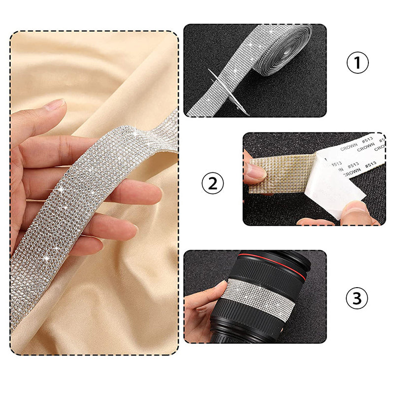 Self Adhesive Crystal Rhinestone Ribbon Sticker by HitMyNeed