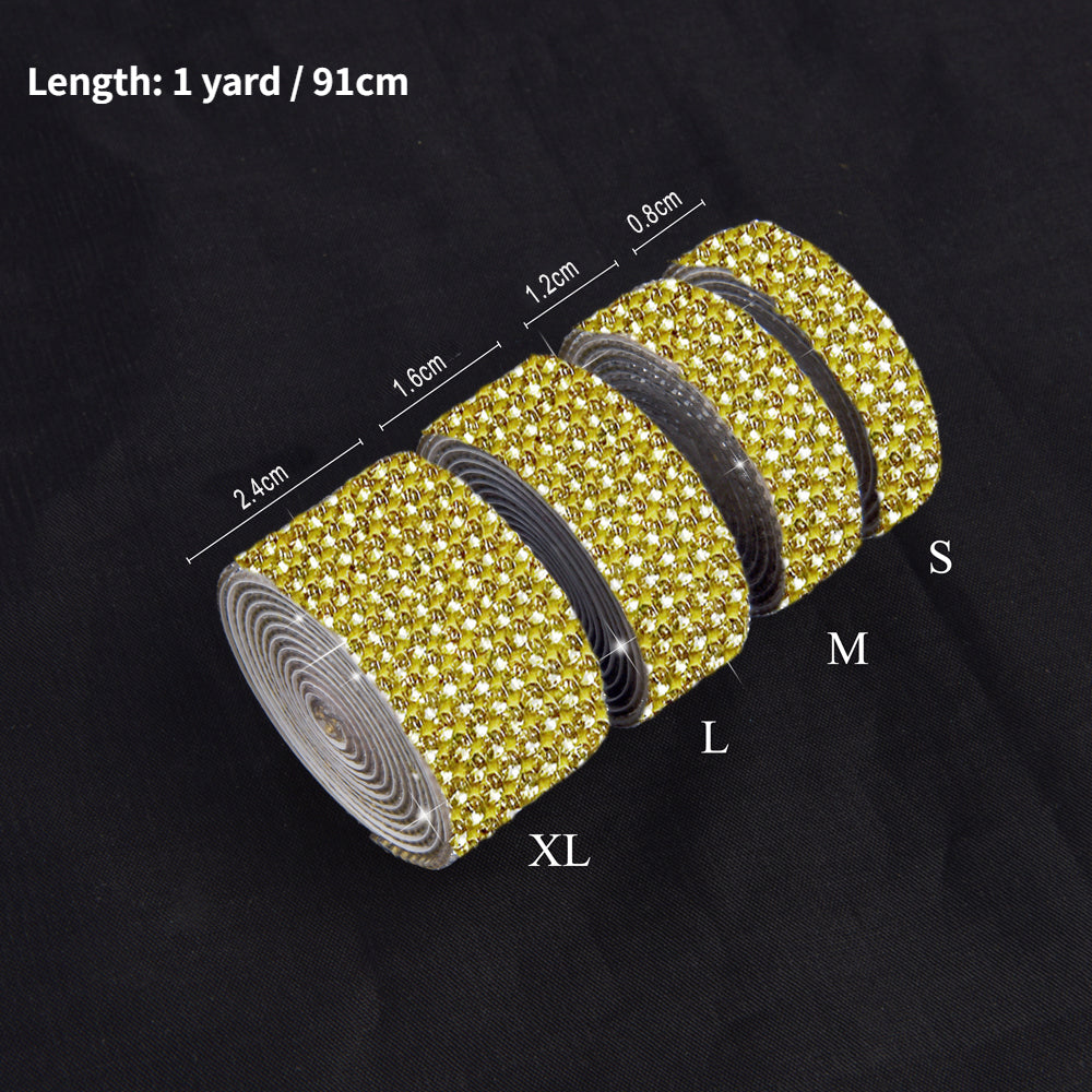 Self Adhesive Crystal Rhinestone Ribbon Sticker gold s by HitMyNeed