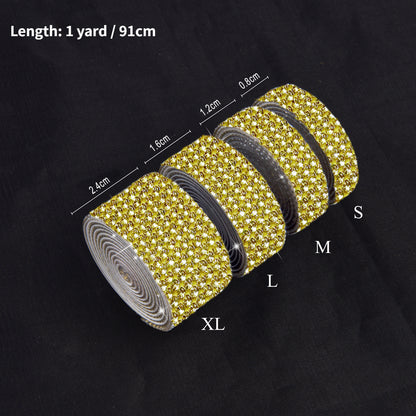 Self Adhesive Crystal Rhinestone Ribbon Sticker gold s by HitMyNeed