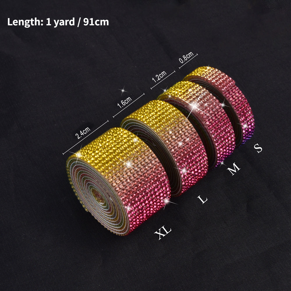 Self Adhesive Crystal Rhinestone Ribbon Sticker rainbow s by HitMyNeed