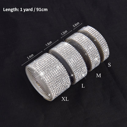 Self Adhesive Crystal Rhinestone Ribbon Sticker silver-white s by HitMyNeed