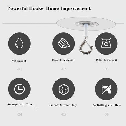 Self-Adhesive Heavy Duty Ceiling Hooks, Water Resistant by HitMyNeed
