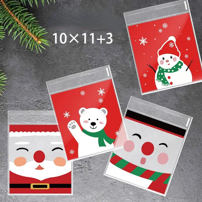 Self Adhesive Holiday Cookie Bags 10x10cm (100 Pack) mix by HitMyNeed