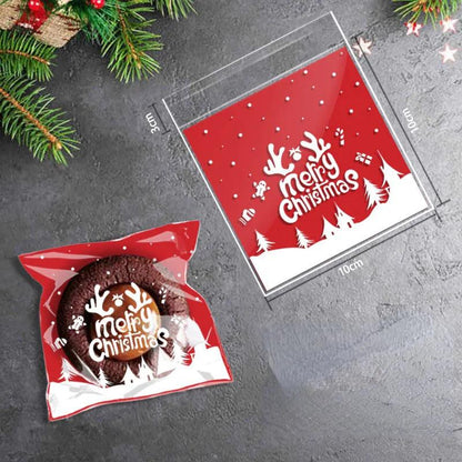 Self Adhesive Holiday Cookie Bags 10x10cm (100 Pack) style-2 by HitMyNeed