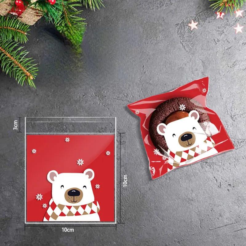 Self Adhesive Holiday Cookie Bags 10x10cm (100 Pack) style-4 by HitMyNeed