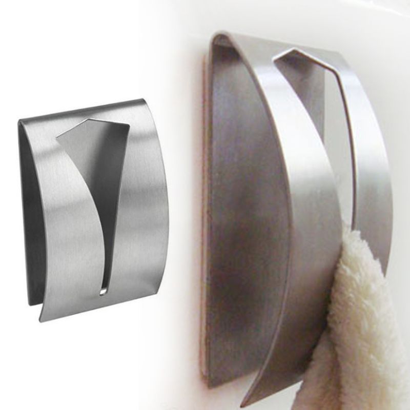 Self Adhesive Stainless Steel Towel Hooks (2 Pack) by HitMyNeed
