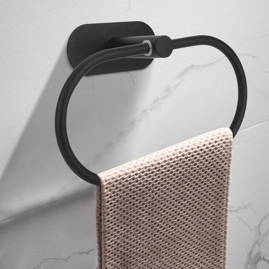 Self Adhesive Wall Mounted Towel Ring, Matte Black by HitMyNeed
