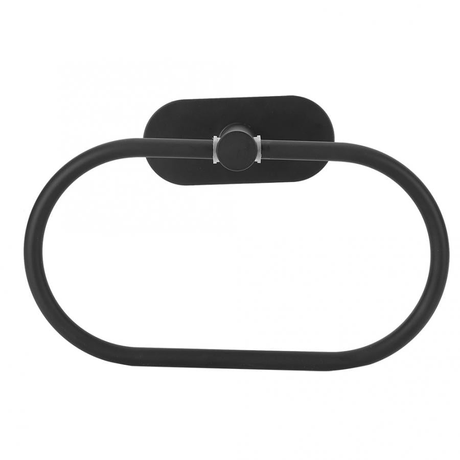 Self Adhesive Wall Mounted Towel Ring, Matte Black by HitMyNeed