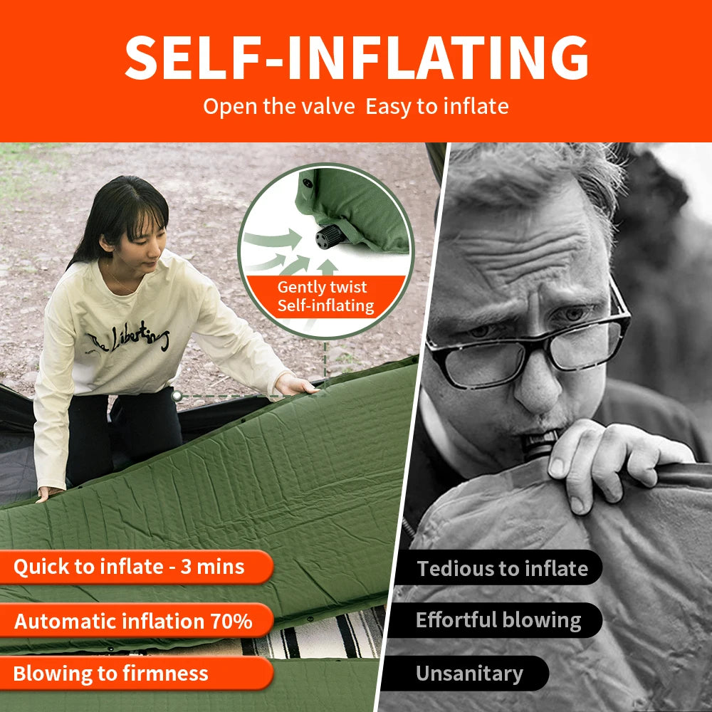 Self-Inflating 5cm Camping Mattress with Built-In Pump by HitMyNeed